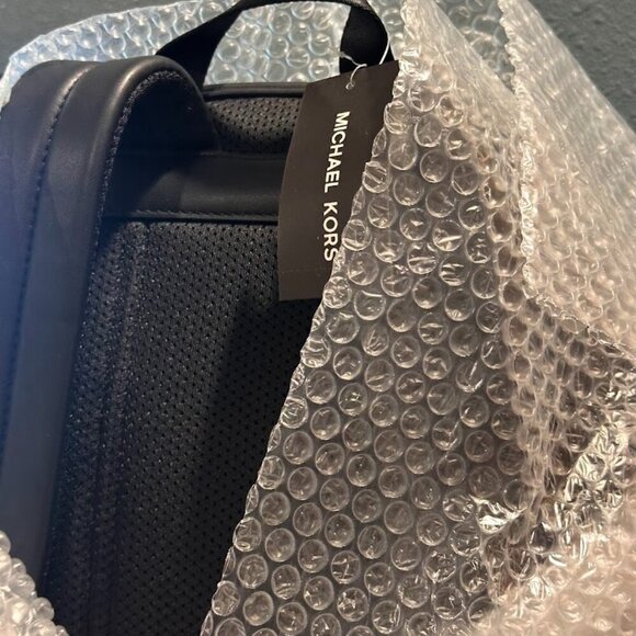 Michael Kors $548 retail Bright White & Black Cooper Logo Embossed Backpack NWT - Picture 14 of 16